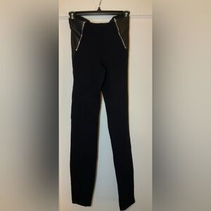 Ana Black Leggings With Faux Leather Trimmings Size XS